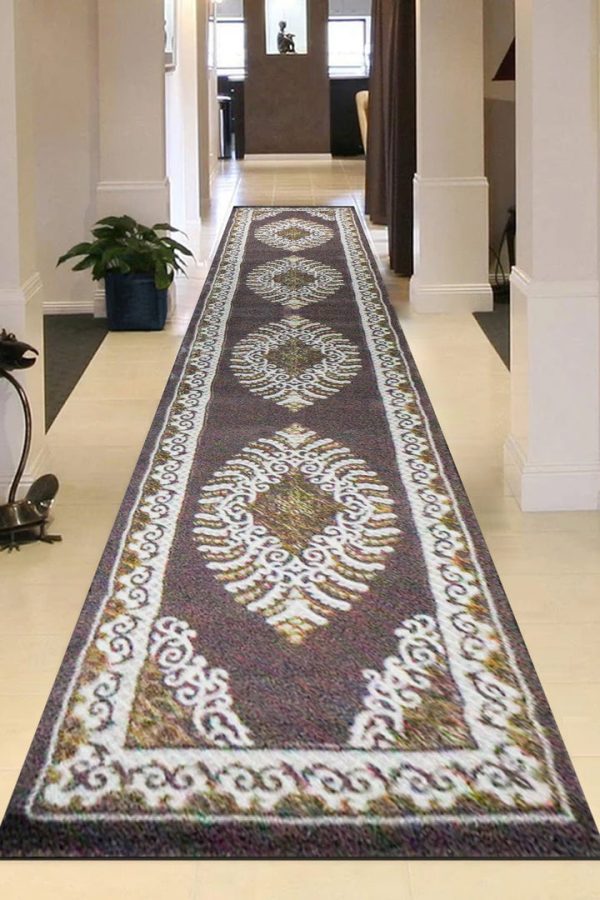 Turkish Modern Festival Wd Rug - Brown and Cream - 3.2 x 13.2 FT - Sleek and Minimalist for Chic Interiors - Image 2