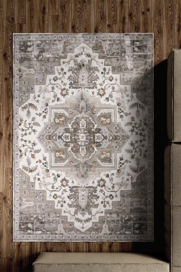 Turkish Modern Festival WD Rug - 7.8 x 9.8 FT - White & Gray - Sleek and Minimalist for Chic Interiors - Image 2